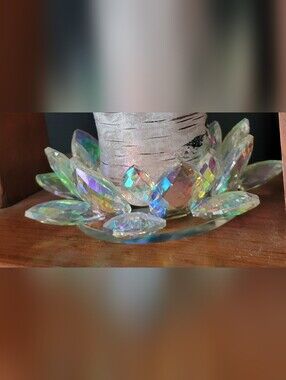 Iridescent Crystal Lotus Candle Holder